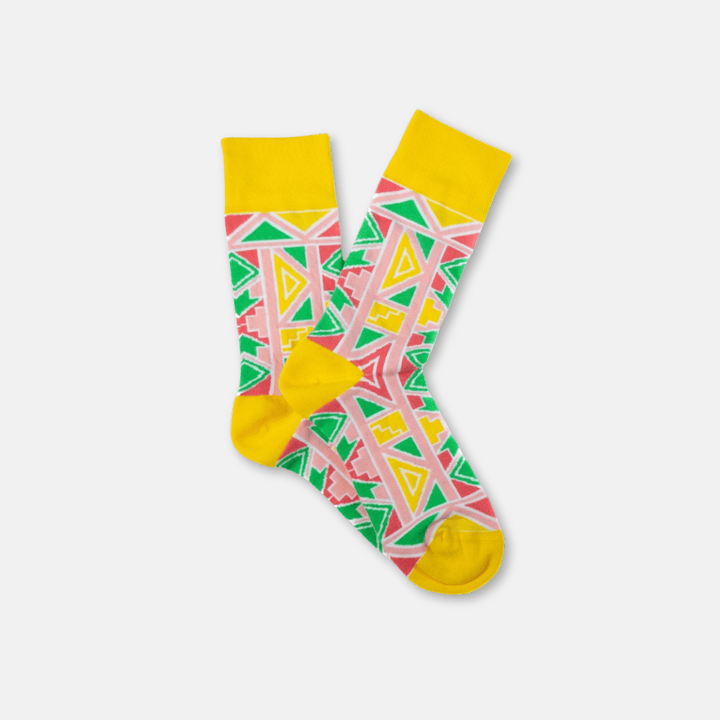 Afropop Yellow Ndebele Socks (L)