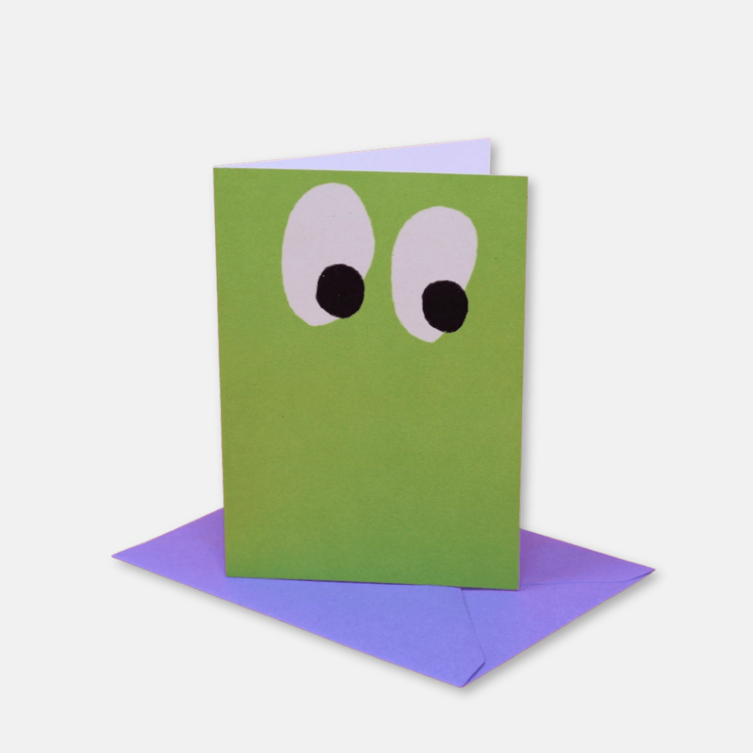 Green Googly Eye Mini Greetings Card