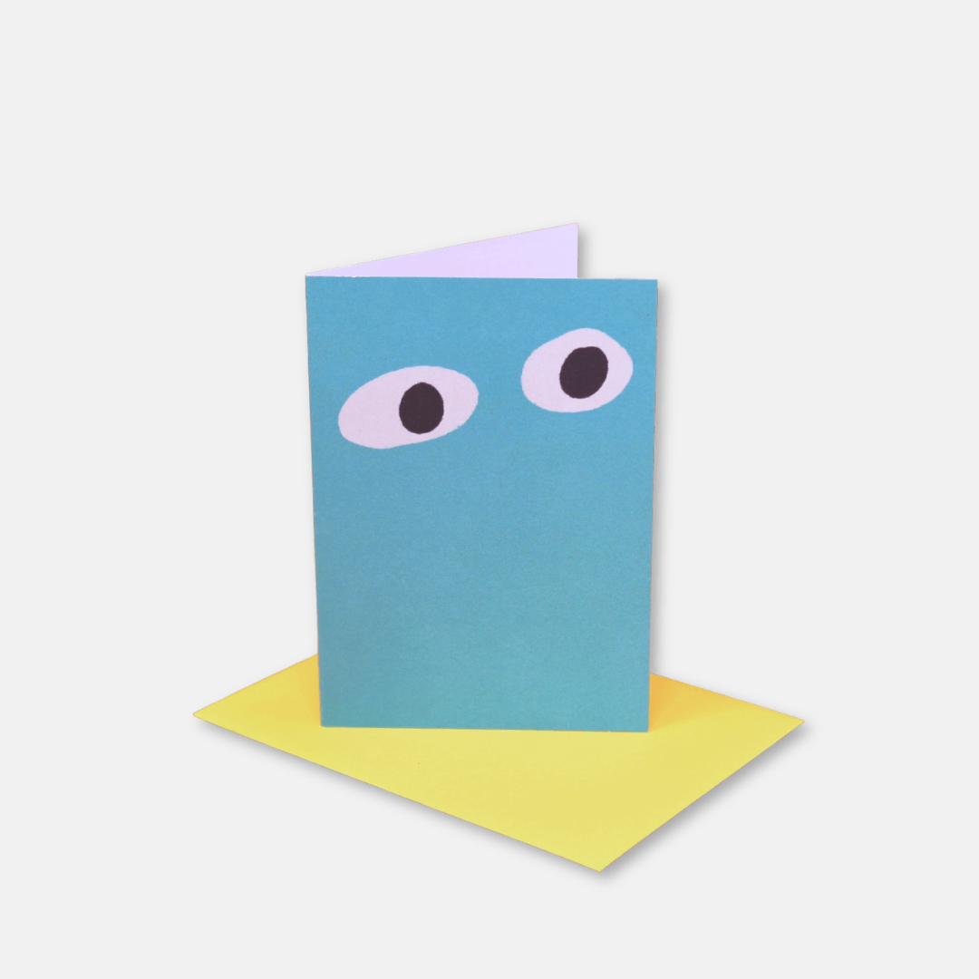 Turquoise Googly Eye Mini Greetings Card