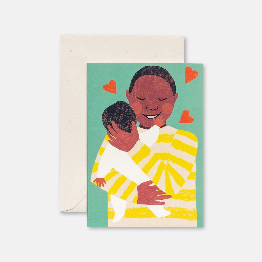 New Baby Cuddle Turquoise Greetings Card