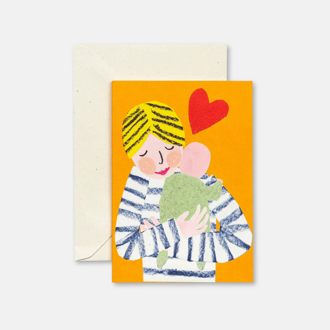 New Baby Cuddle Yellow Greetings Card