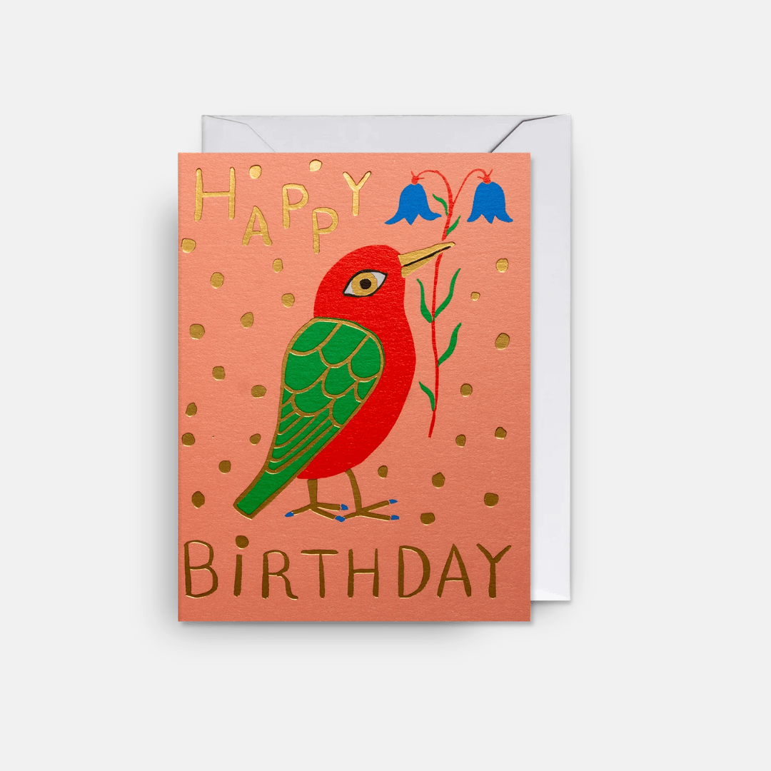 Birthday Bird & Flower Mini Greetings Card