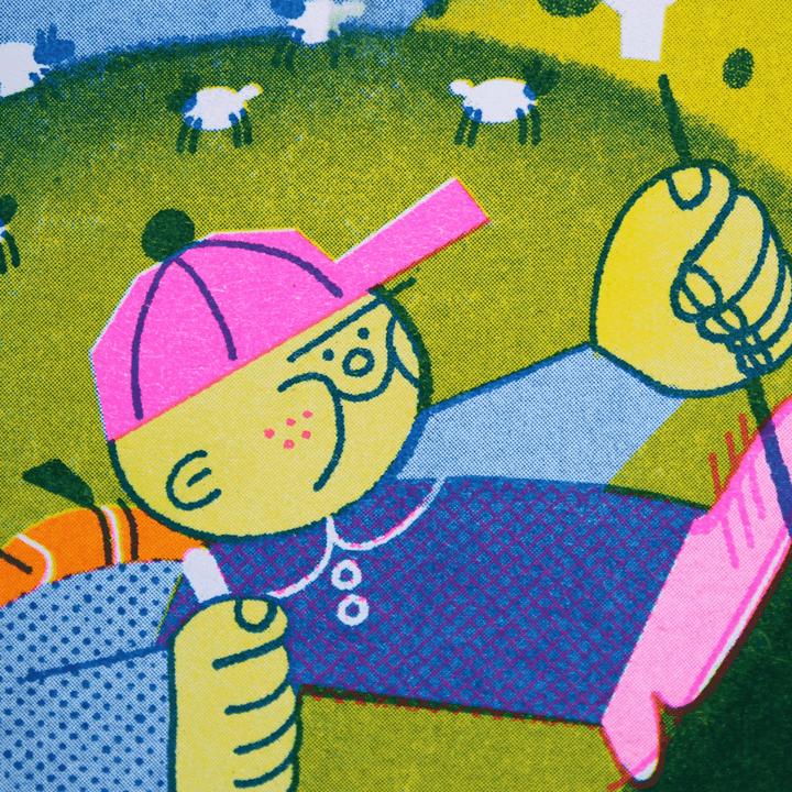 Birthday Hike Riso Greetings Card
