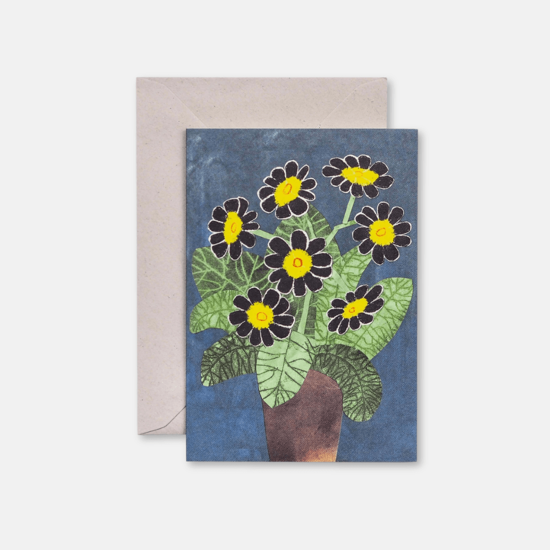 Black Auricula Flowers Greetings Card
