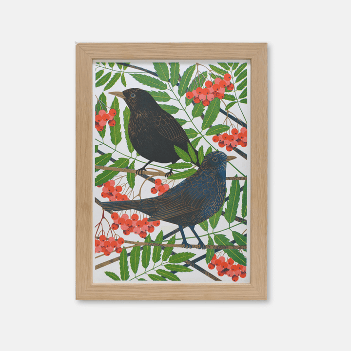 Blackbirds A4 Risograph Art Print