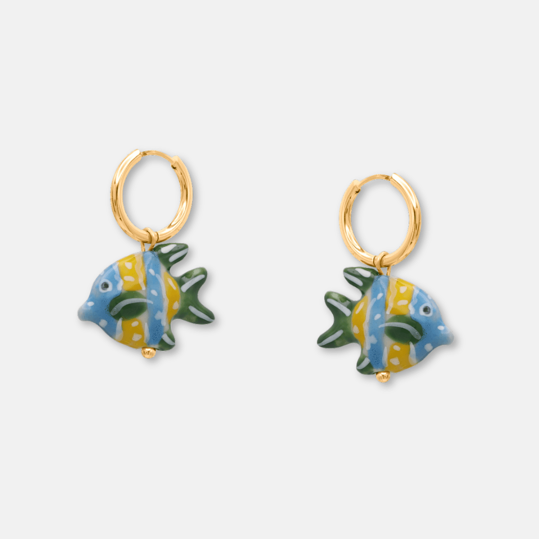 Ceramic Fish Hoop Earrings