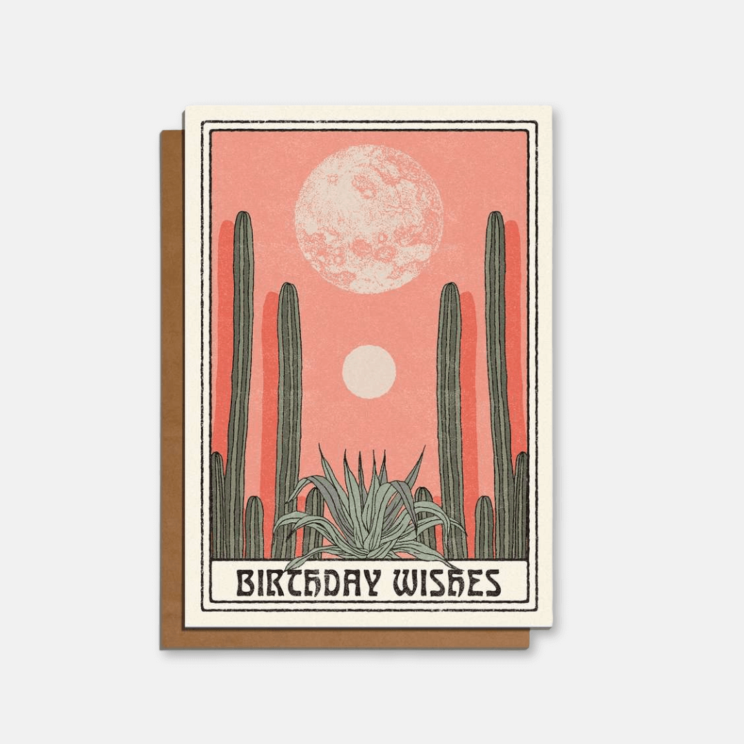 Cactus Moon Birthday Wishes Greetings Card