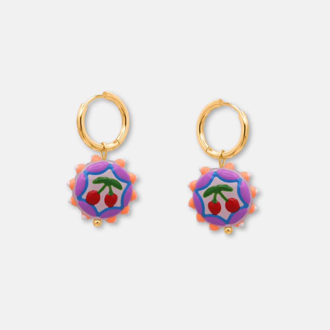 Ceramic Charm Hoop Earrings