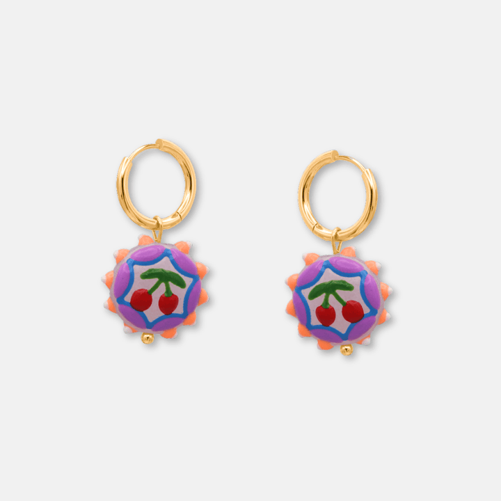 Ceramic Charm Hoop Earrings