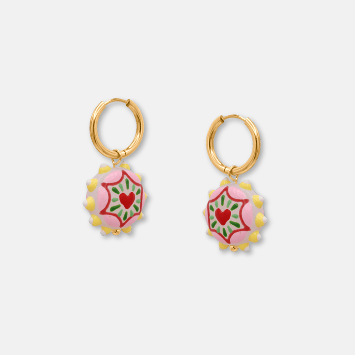 Ceramic Charm Hoop Earrings