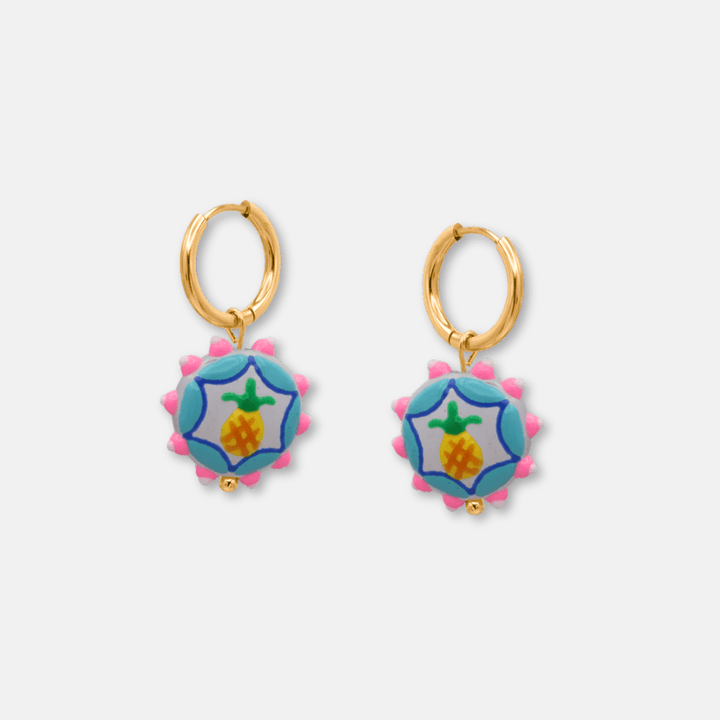 Ceramic Charm Hoop Earrings