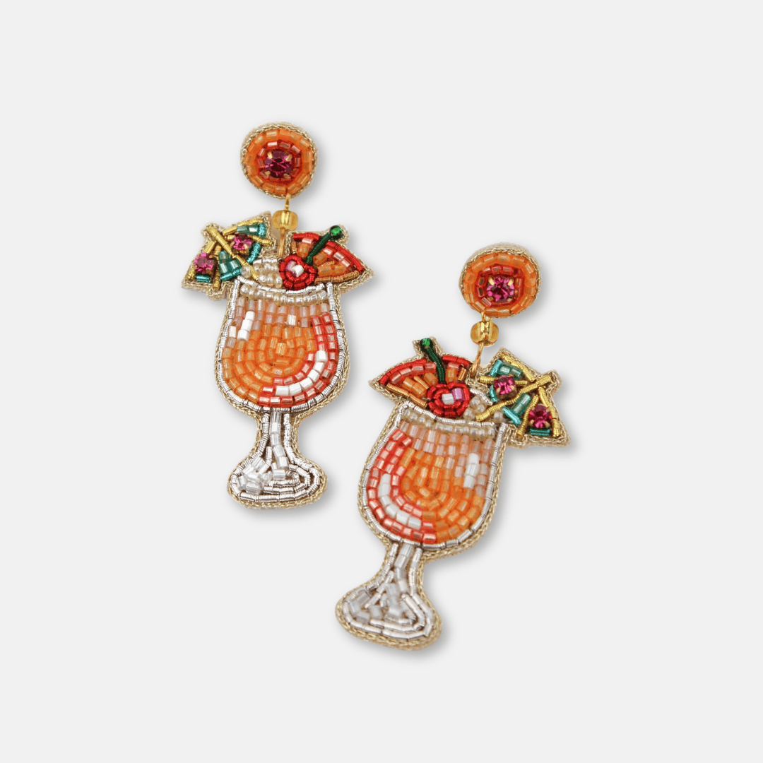 Cocktail Umbrella Beaded Earrings