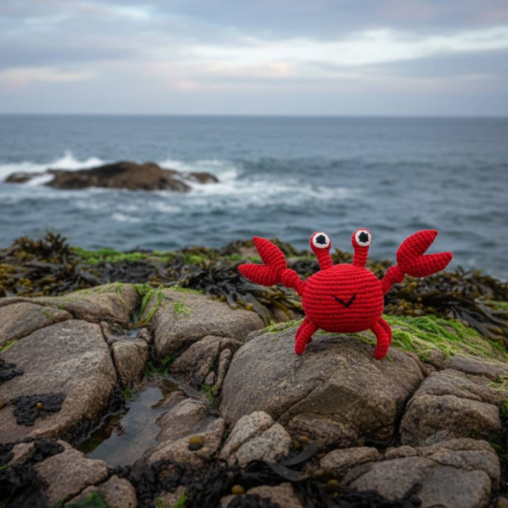 Crab Organic Cotton Crochet Rattle