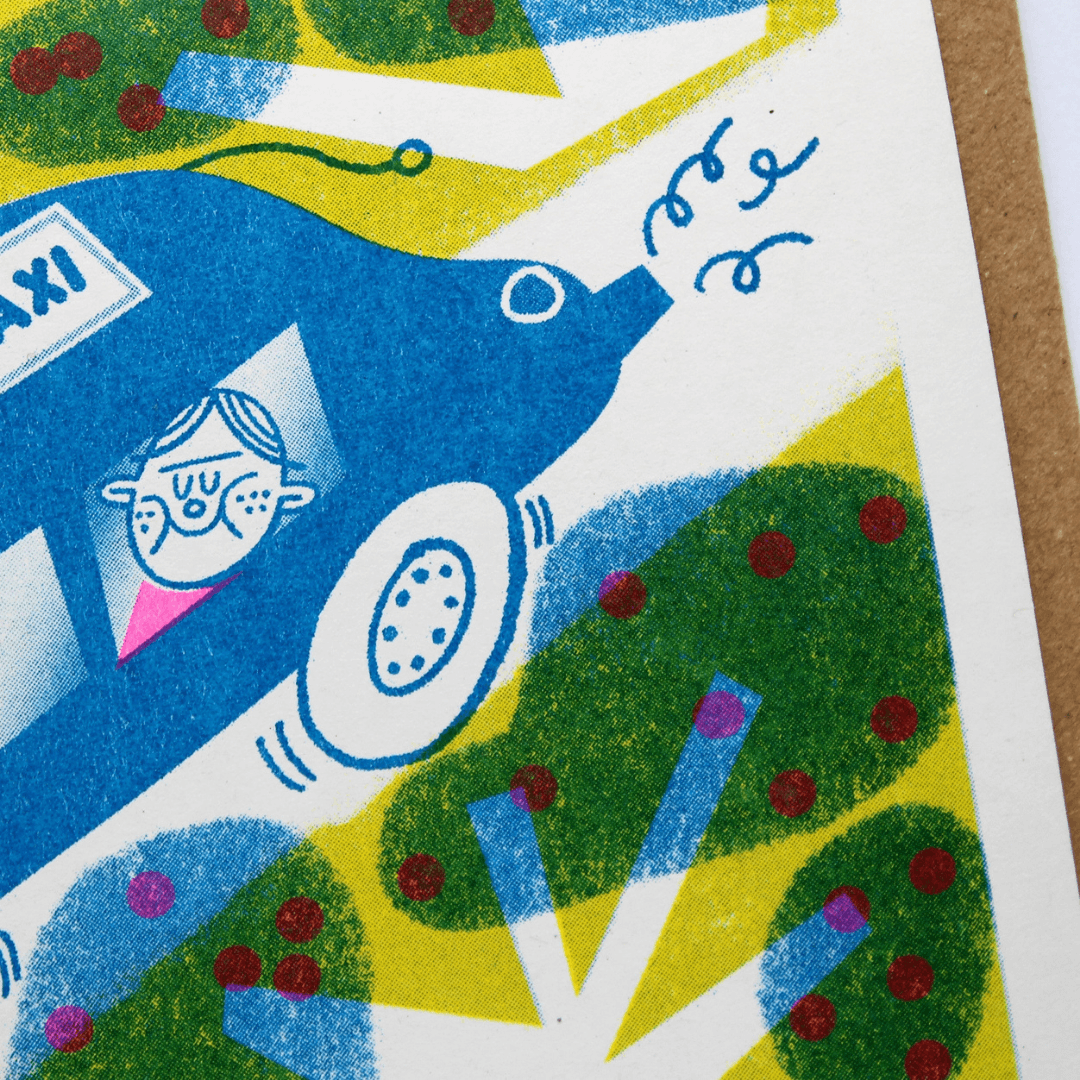 Dad's Taxi Riso Greetings Card