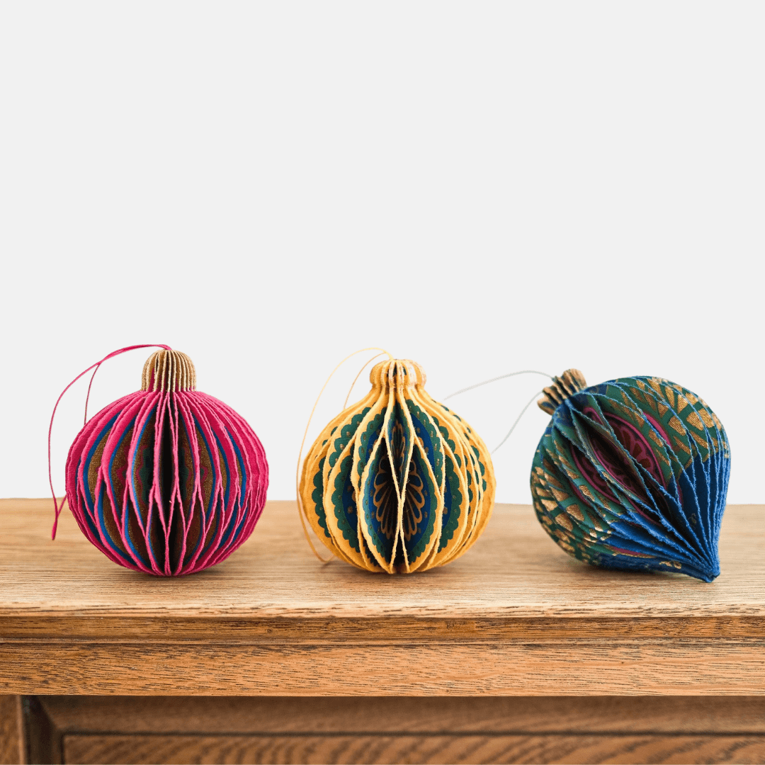 Christmas Bauble Honeycomb Paper Decorations
