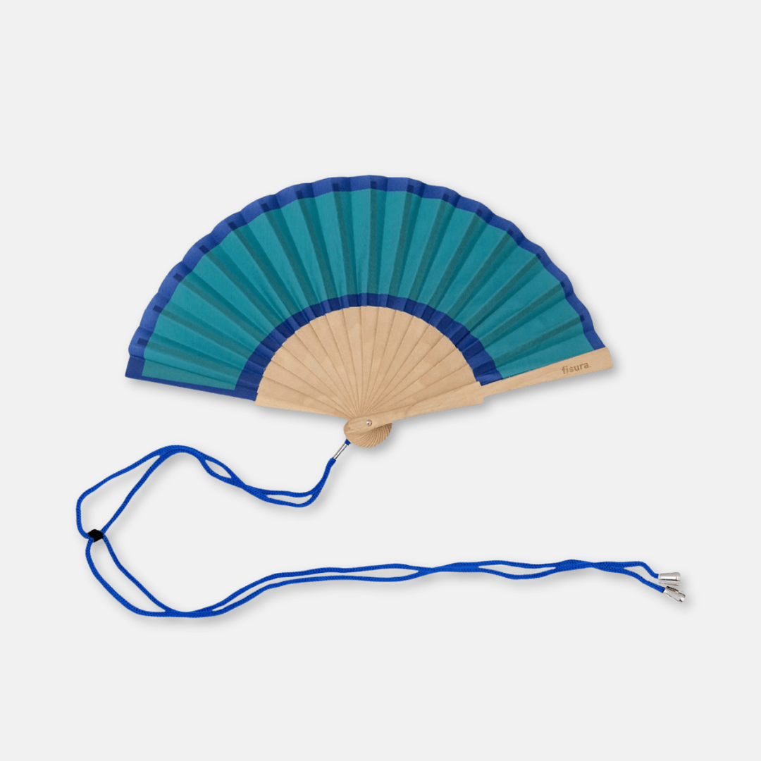 Mini Turquoise Wooden Folding Fan