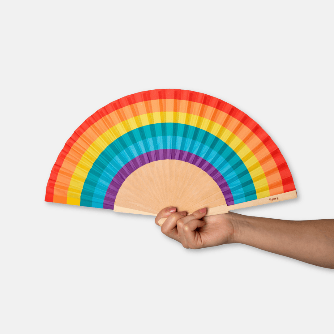 Rainbow Wooden Folding Fan