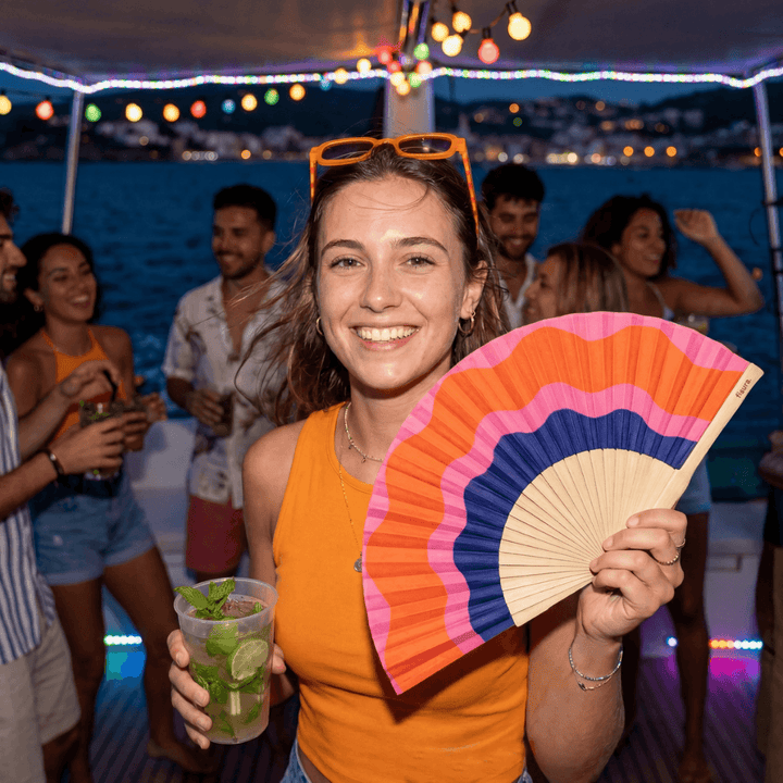 Wave Wooden Folding Fans