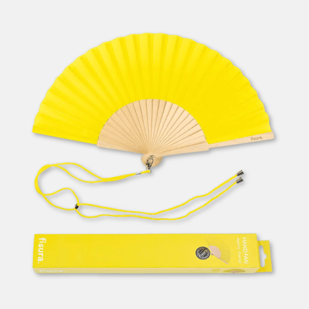 Sunshine Yellow Wooden Folding Fans