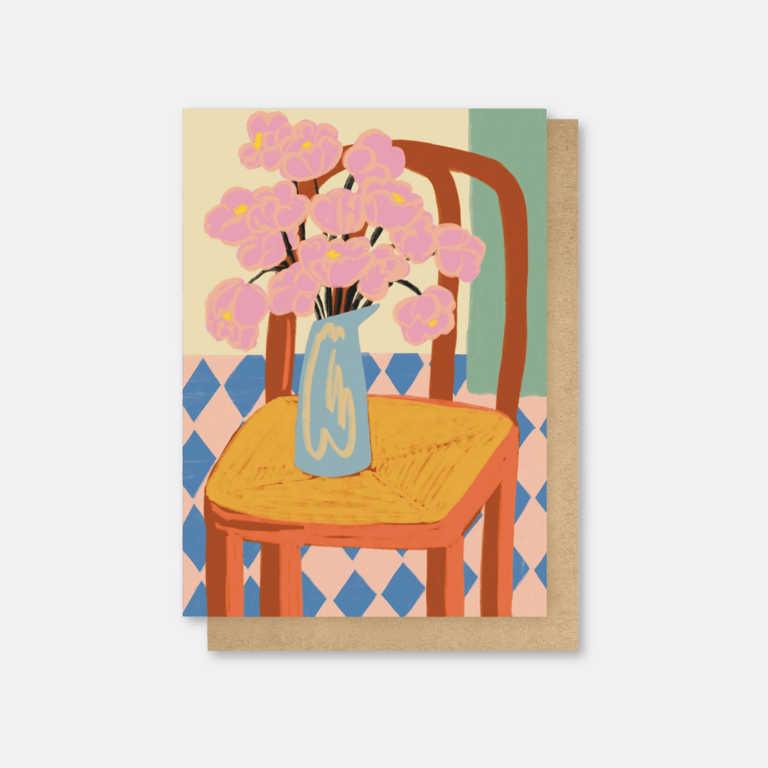 Flowers On A Chair Greetings Card