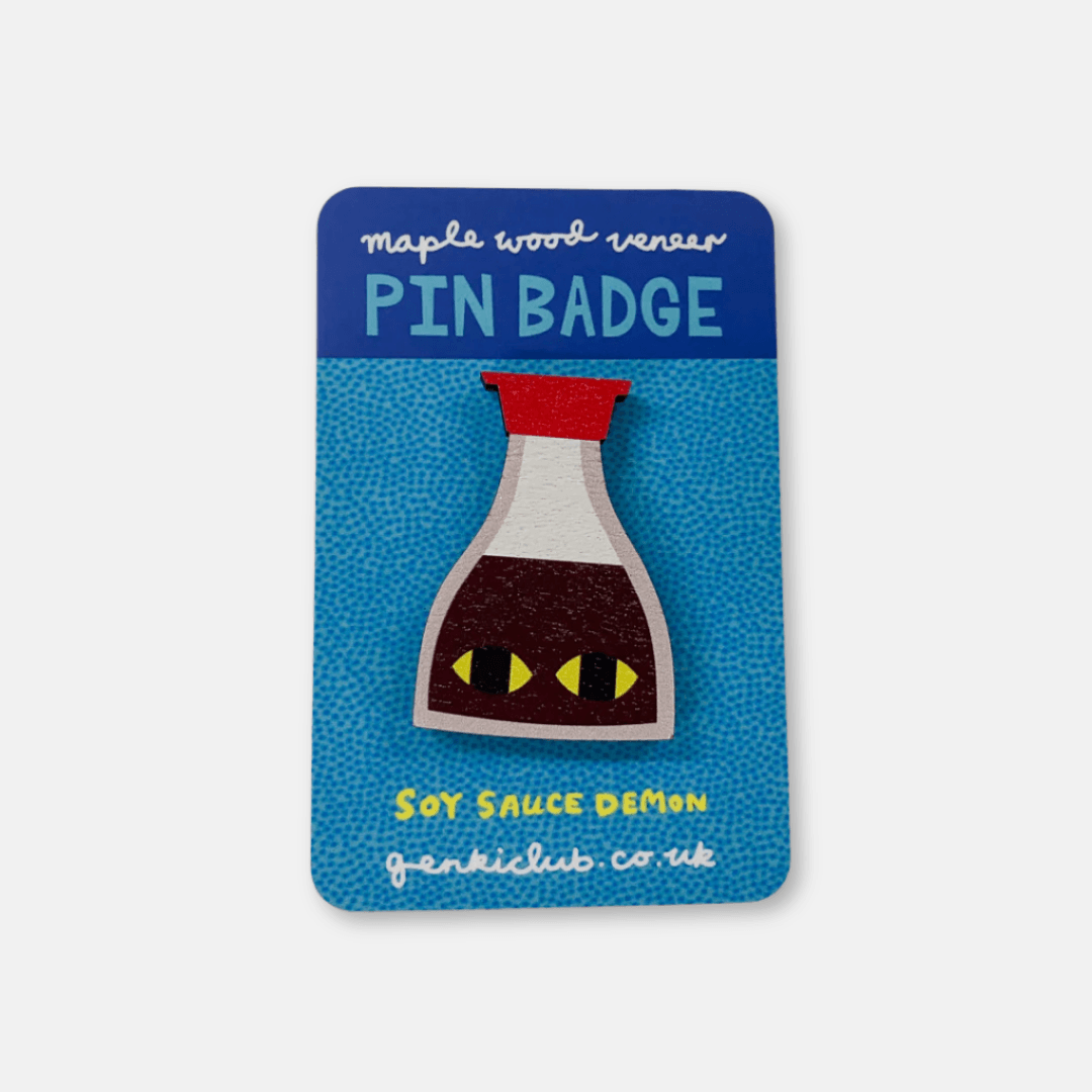 Soy Sauce Demon Wooden Pin Badge