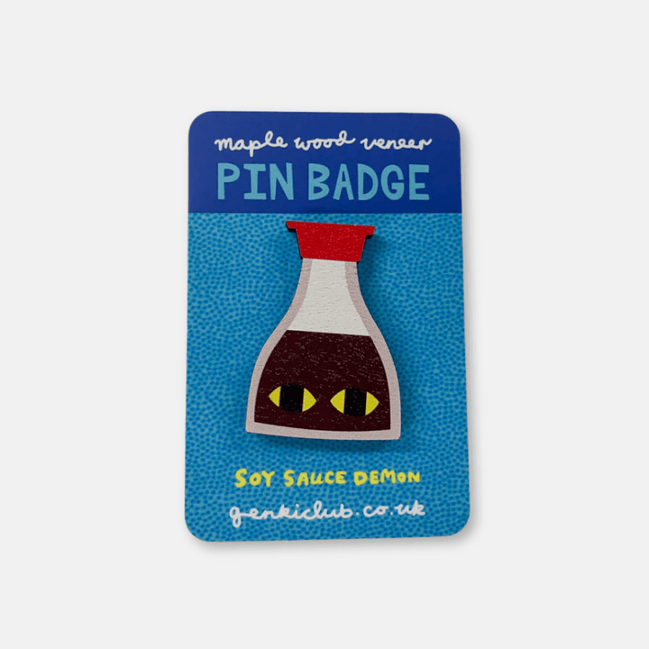 Soy Sauce Demon Wooden Pin Badge