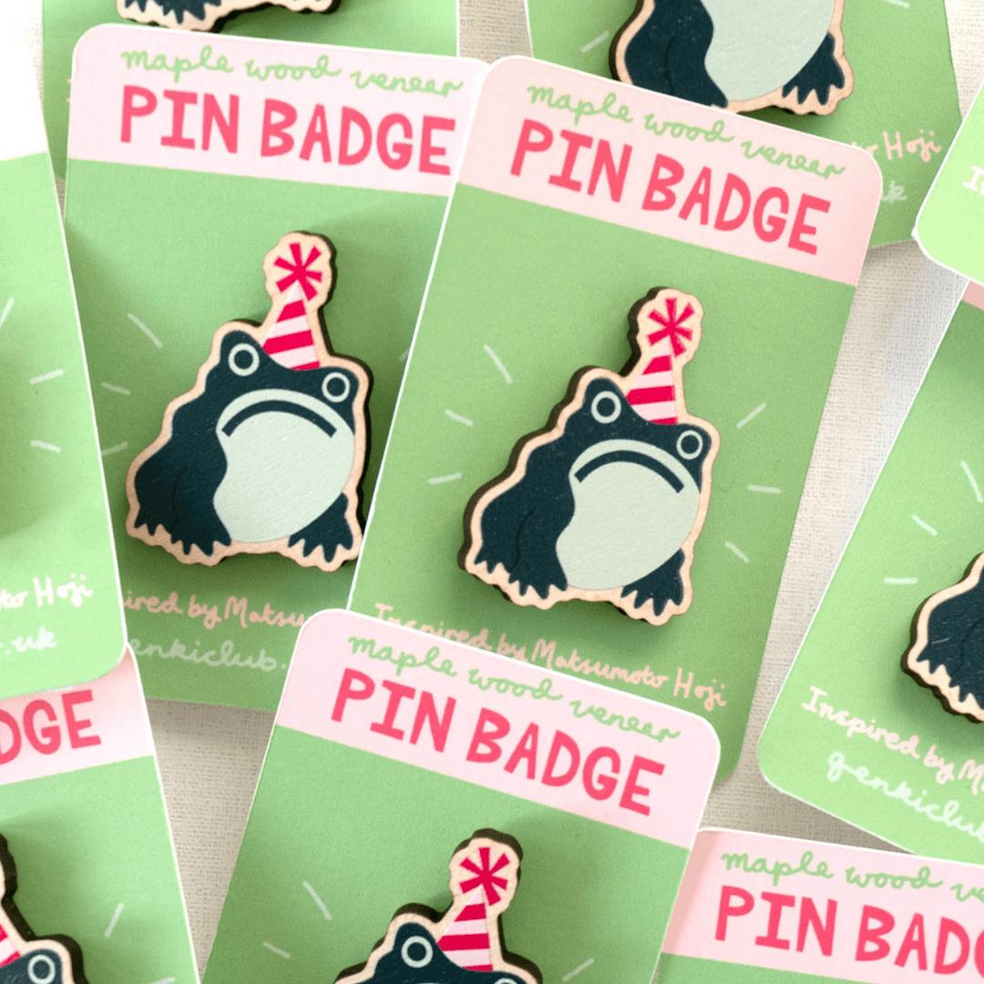 Grumpy Toad Wooden Pin Badge