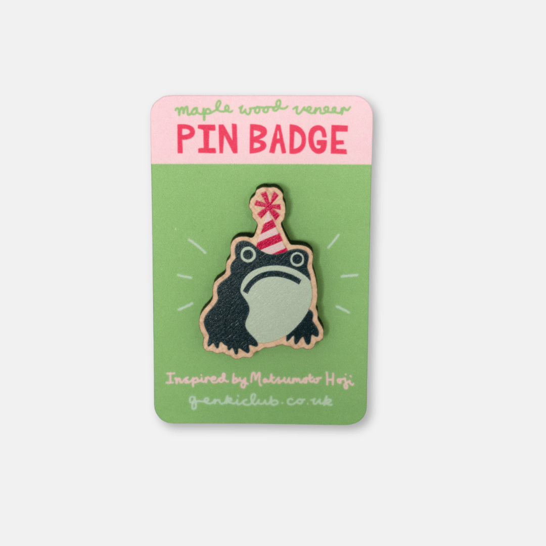 Grumpy Toad Wooden Pin Badge