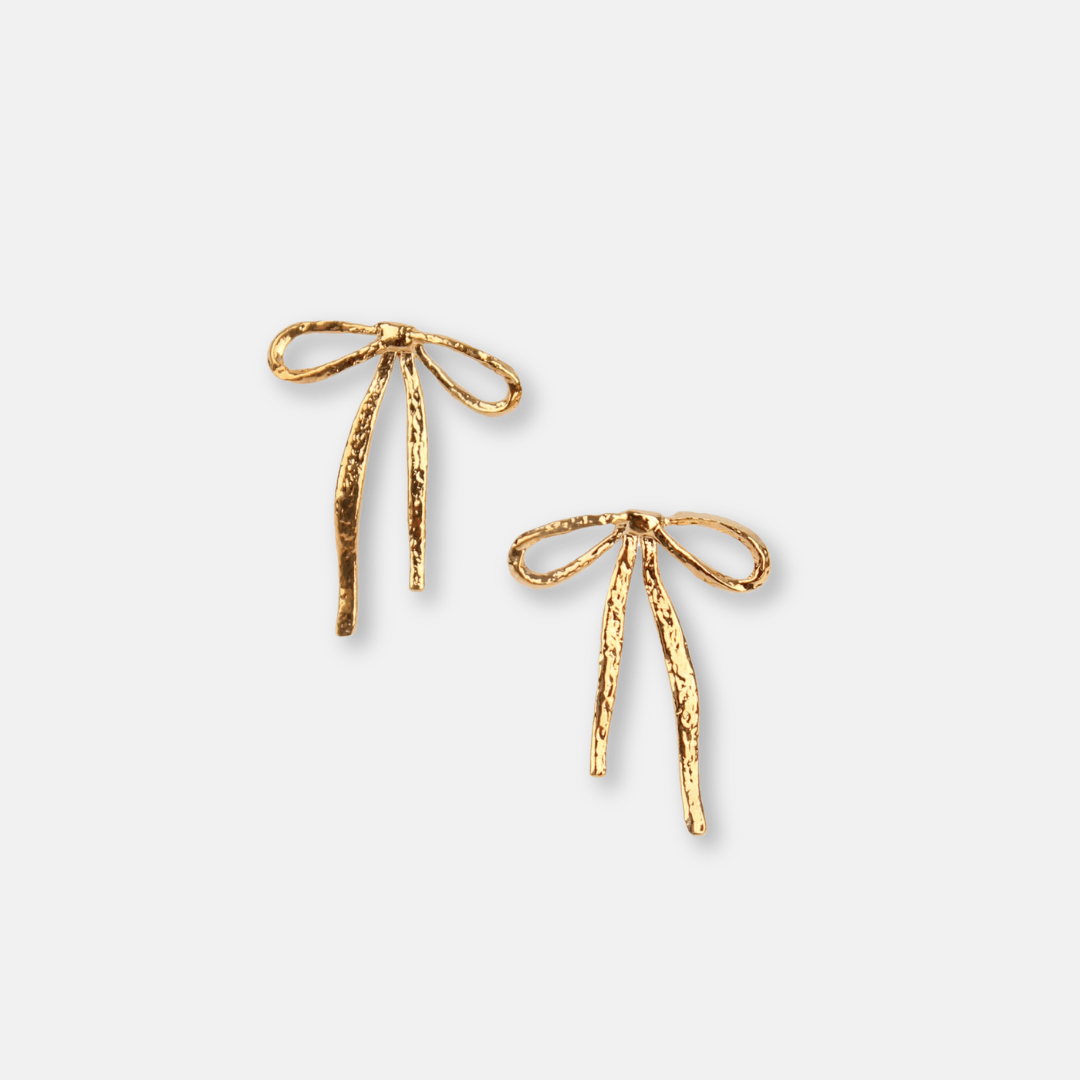 Gold Bow Stud Earrings
