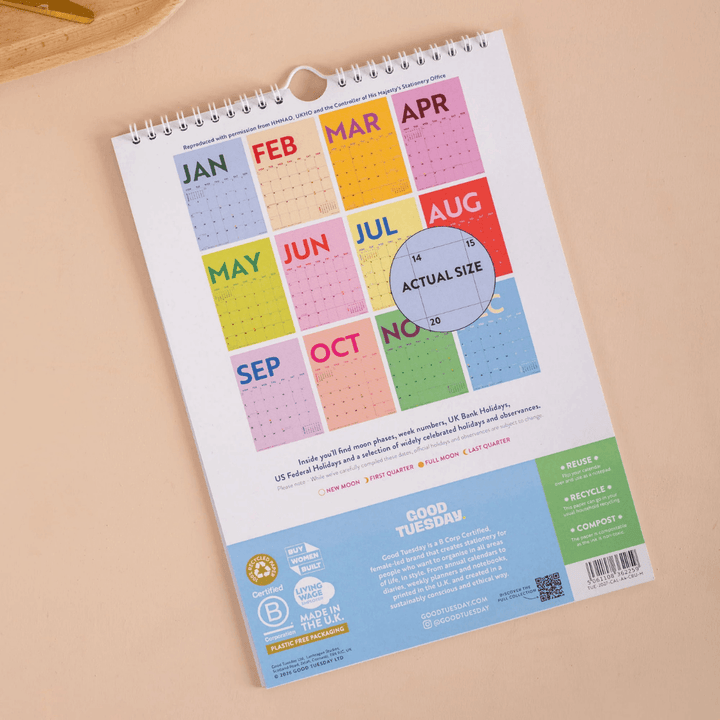 2027 Colourburst A4 Wall Calendar