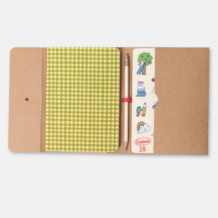 Green Gingham Foldeeo Notebook