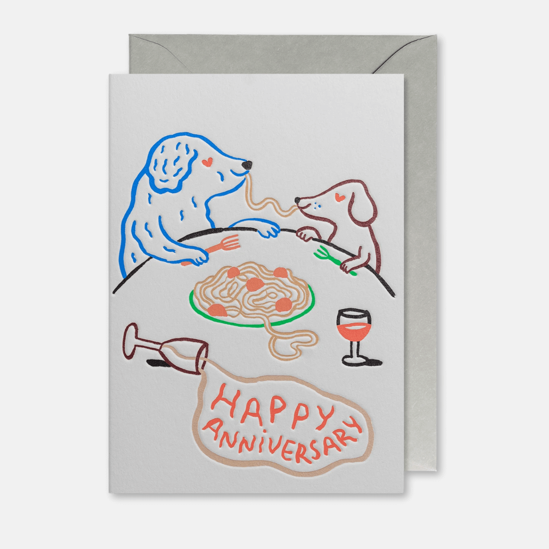 Dog Spaghetti Anniversary Greetings Card