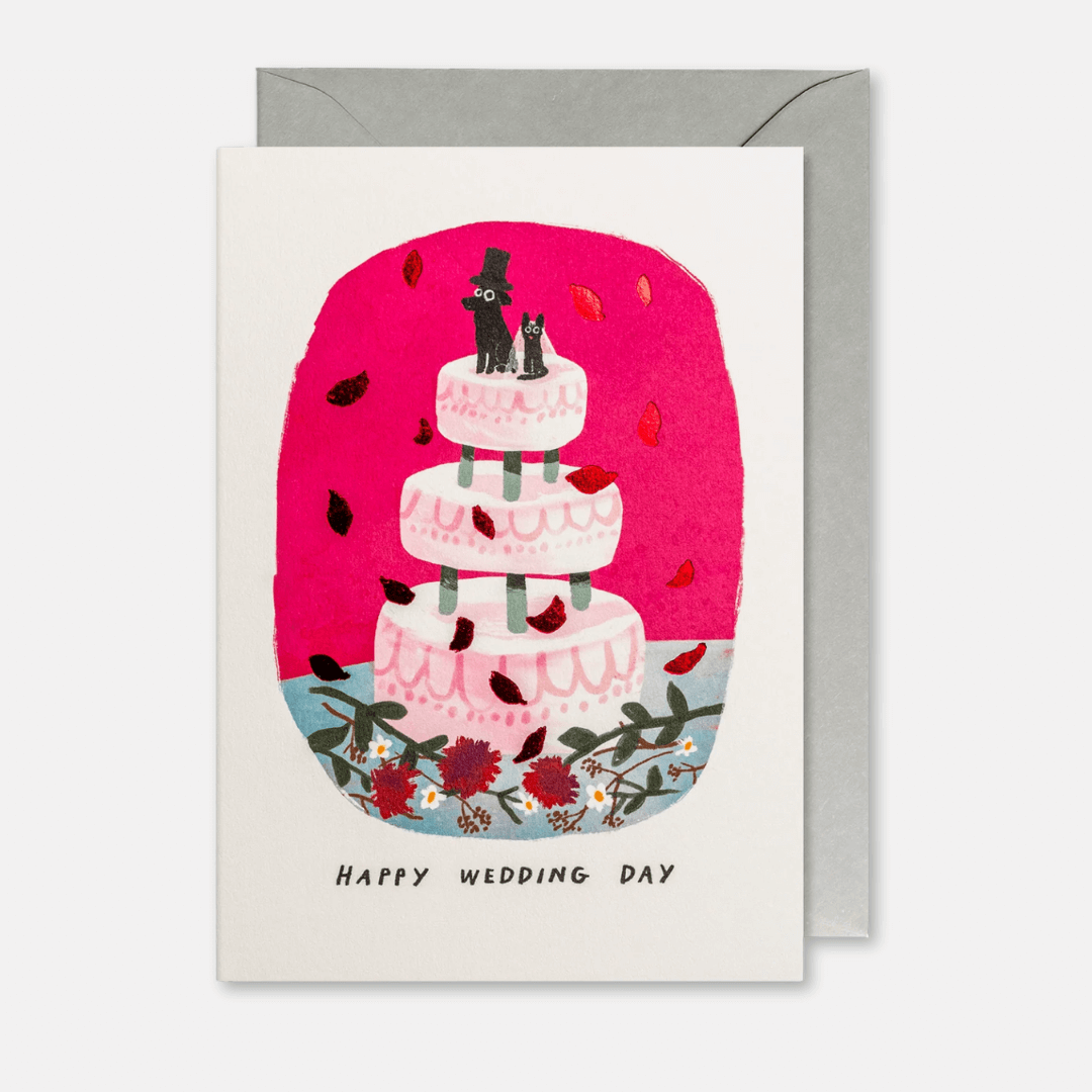 Happy Wedding Day Dogs Cake Greetings Card