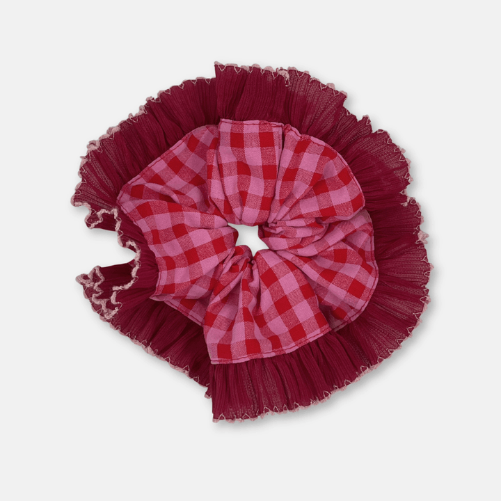Frilly Gingham Hair Scrunchies