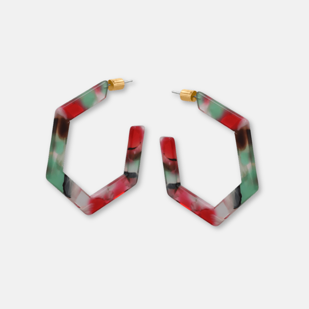 Hexagon Hoop Earrings