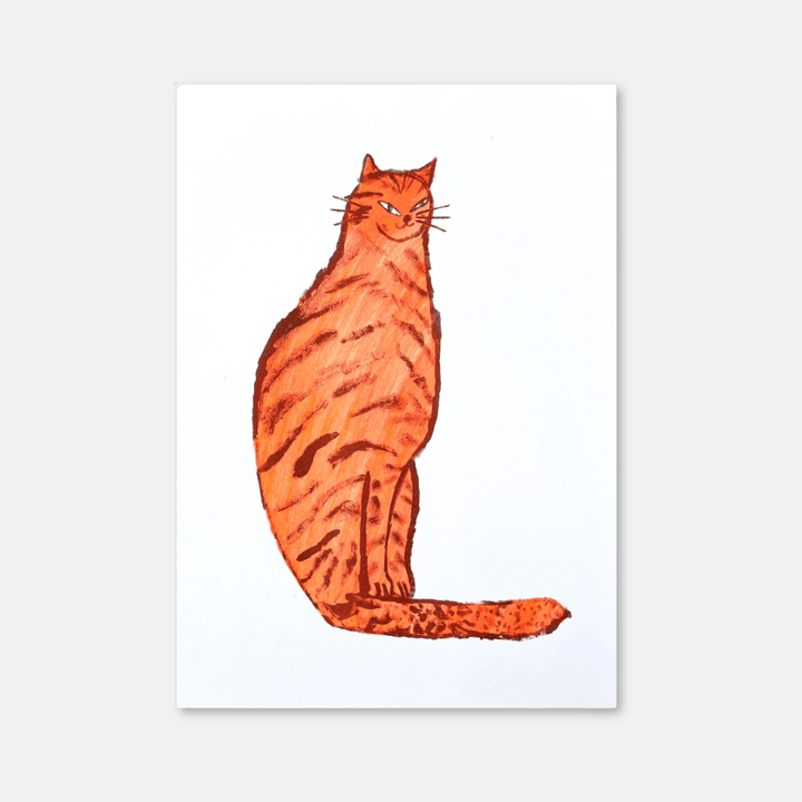 Sneaky Cat Orange A4 Riso Art Print