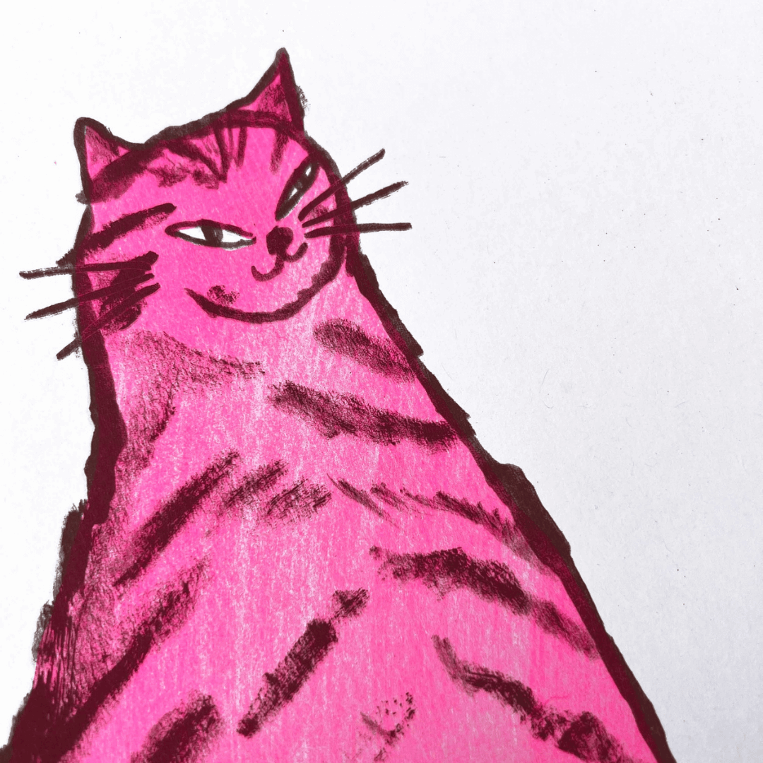 Sneaky Cat A4 Riso Art Print