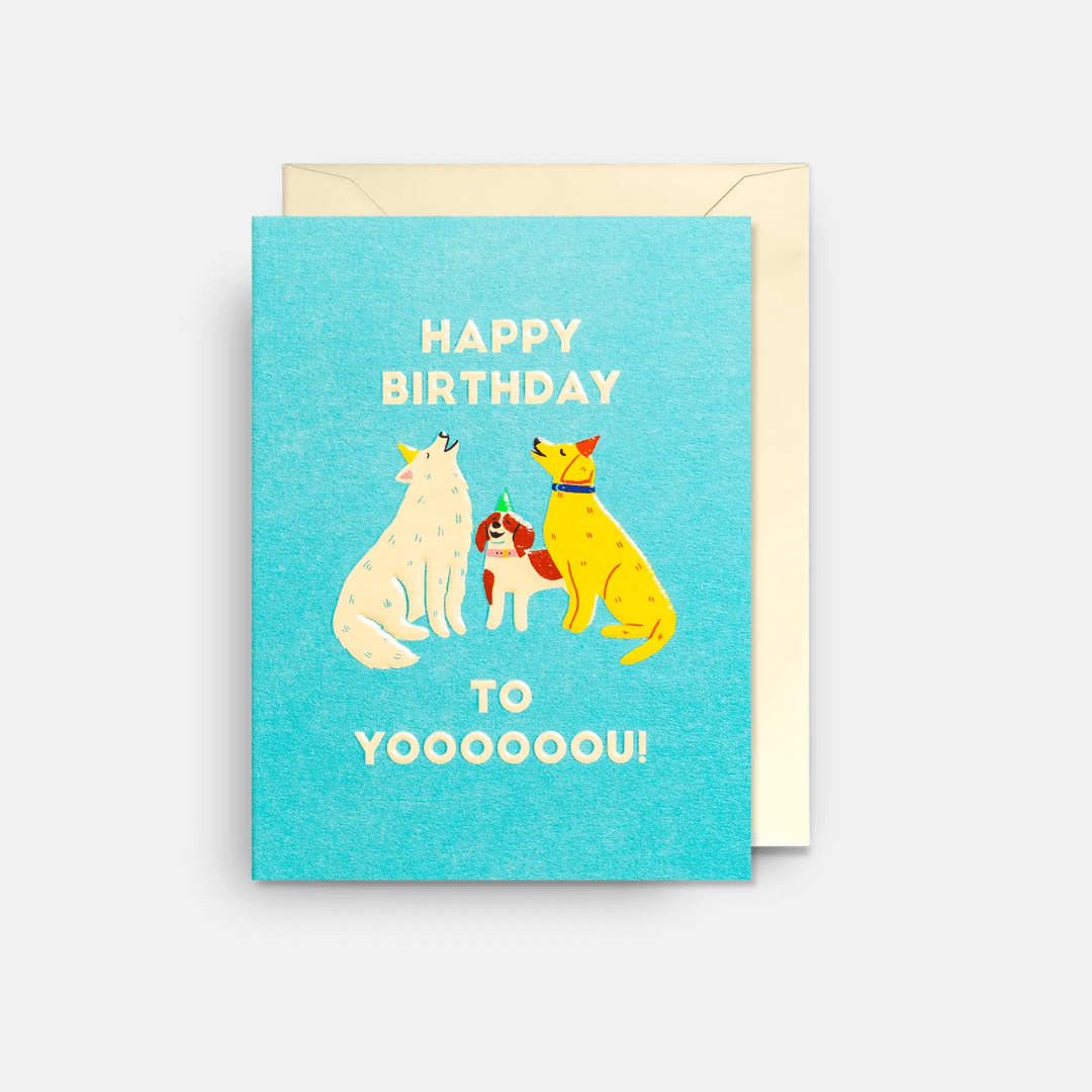Happy Birthday Howling Dogs Mini Greetings Card