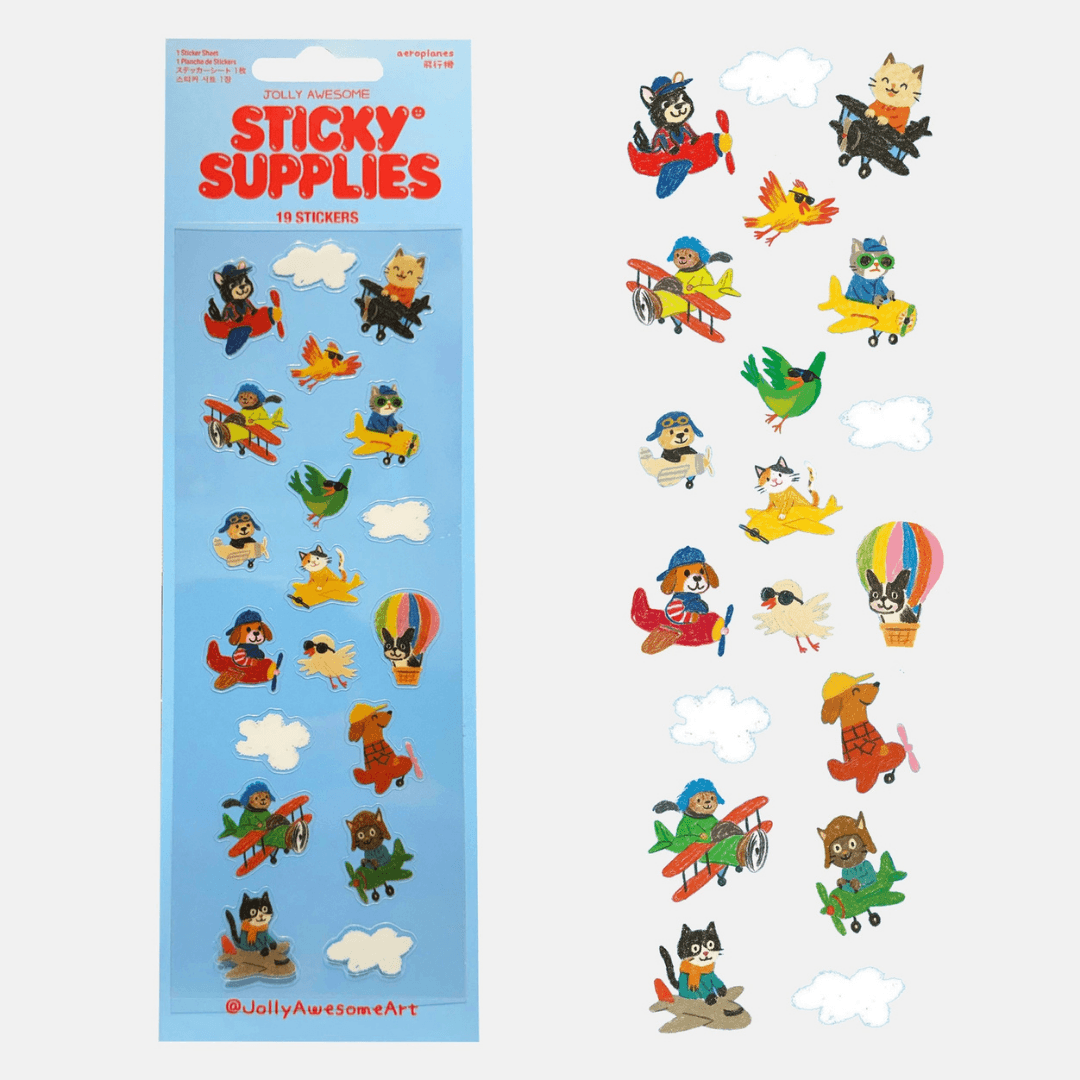 Animals in Airplanes Sticker Sheet