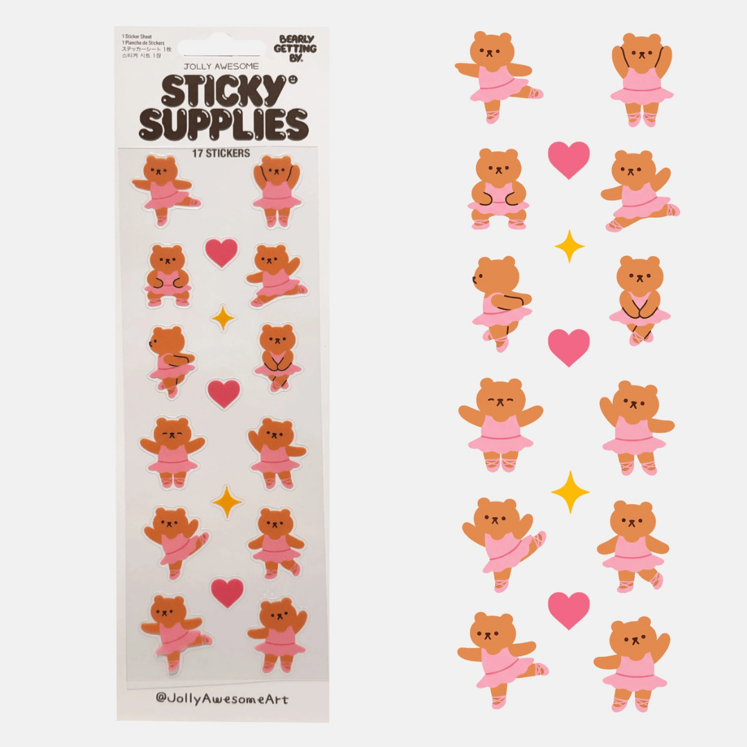 Bearly Getting By Ballet Sticker Sheet