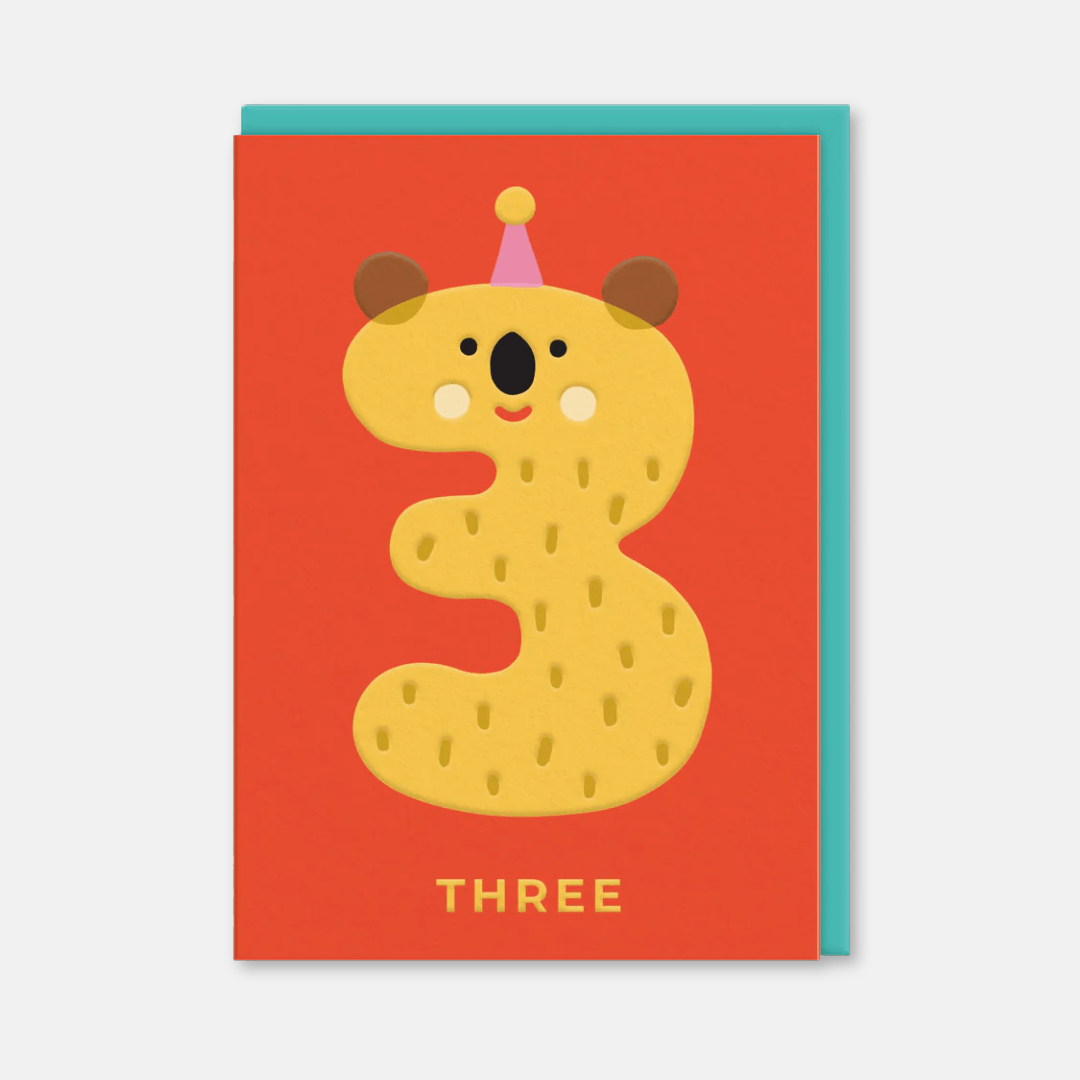 Koala Age 3 Birthday Greetings Card