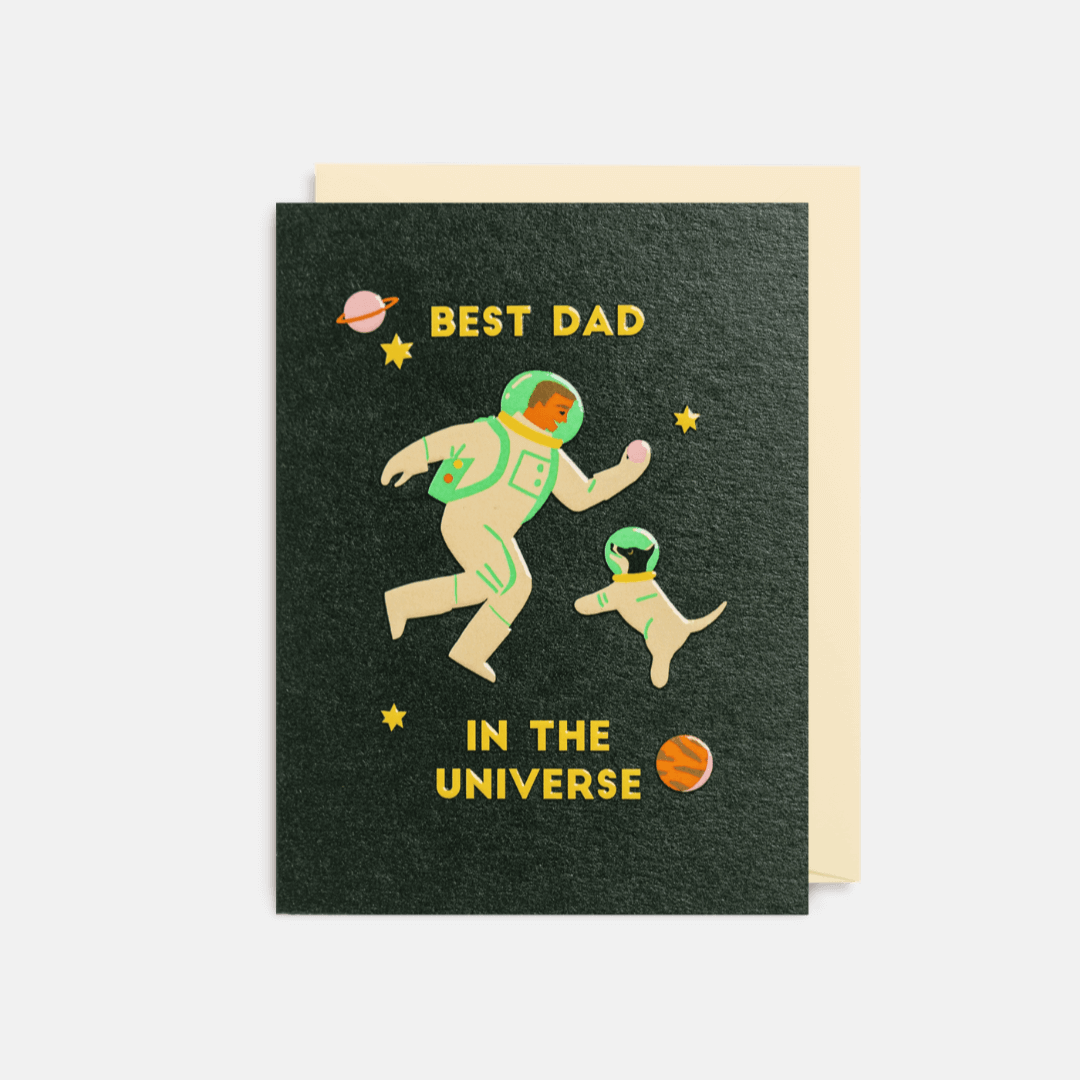 Best Dad in the Universe Mini Greetings Card