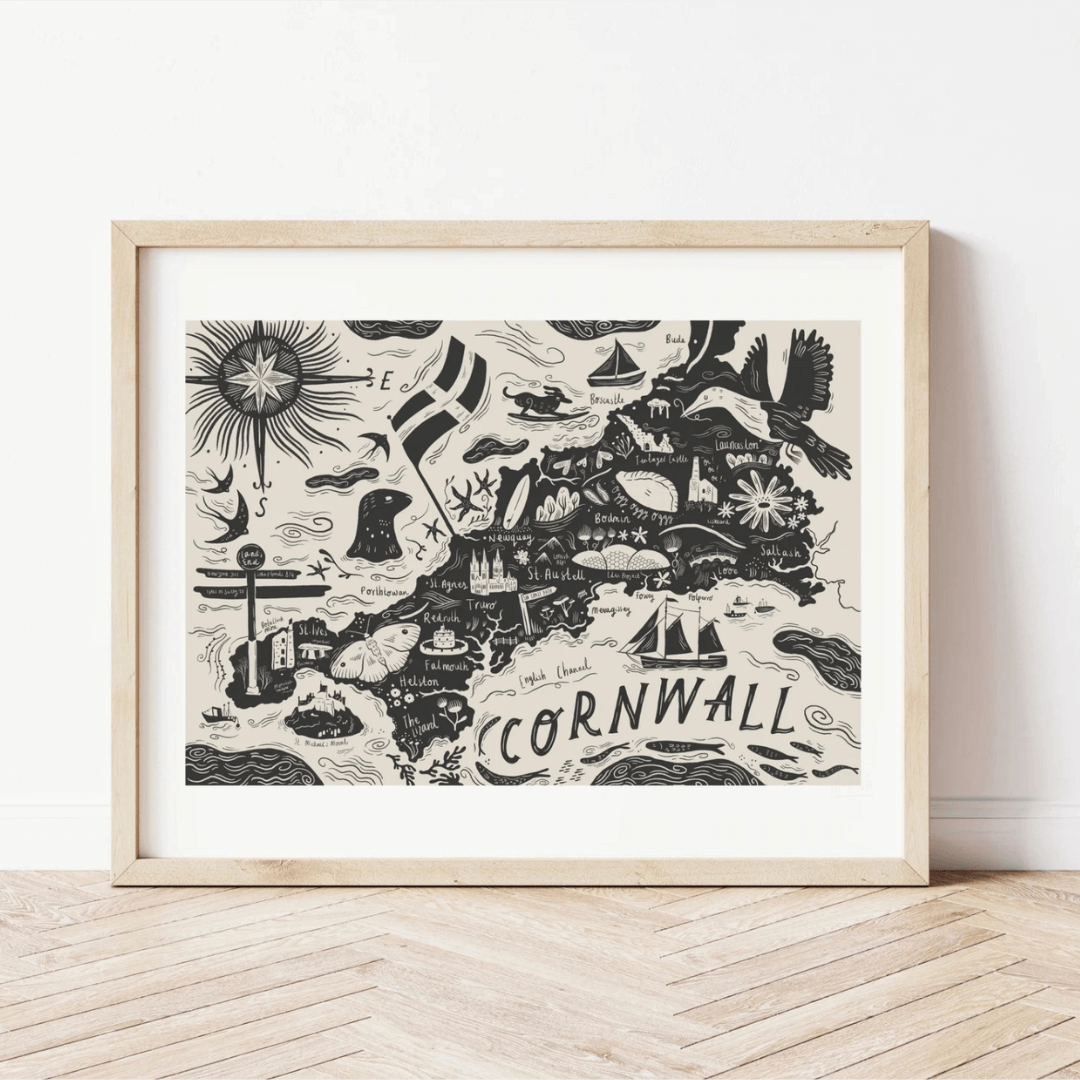 Cornwall Map A2 Art Print