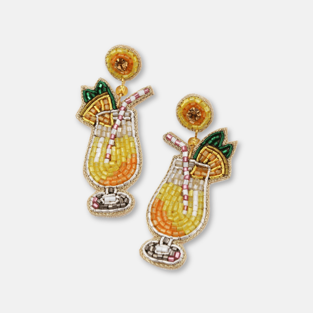 Lemon Cocktail Beaded Earrings