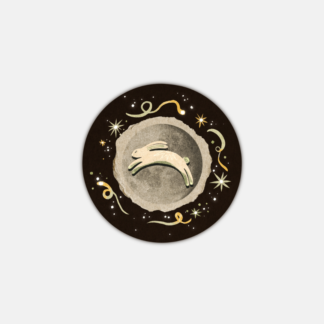 Moon Rabbit Glossy Sticker