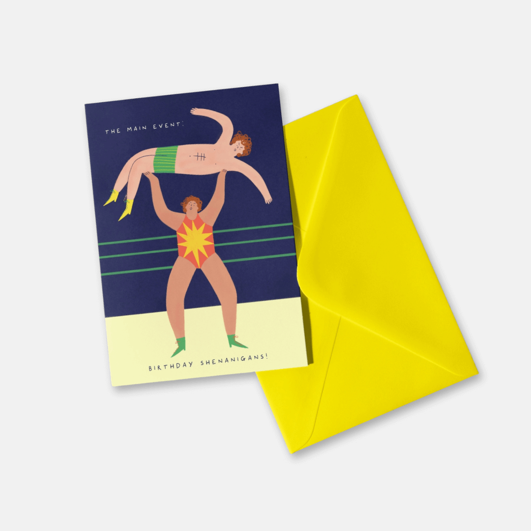 Birthday Shenanigans Wrestling Greetings Card