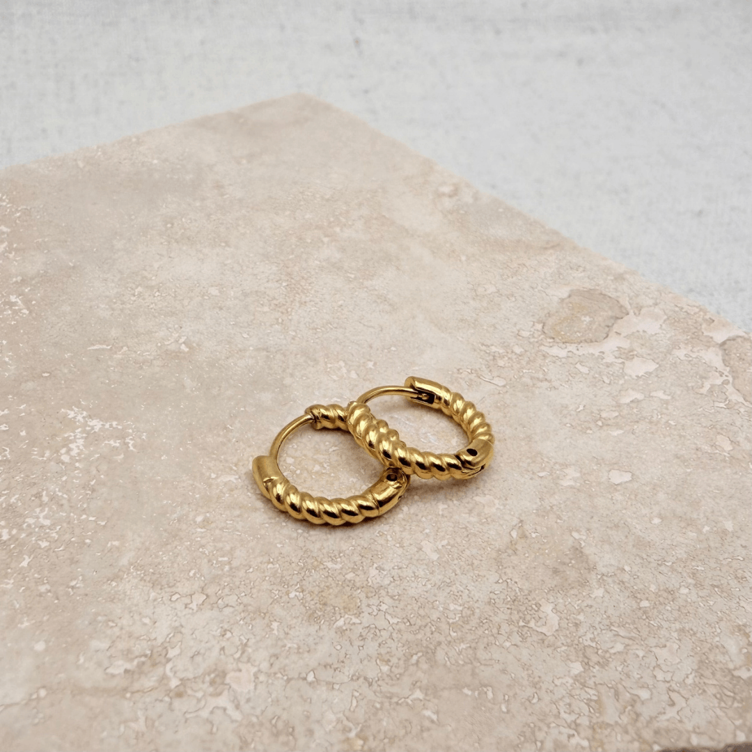 Gold Rope Huggie Hoops