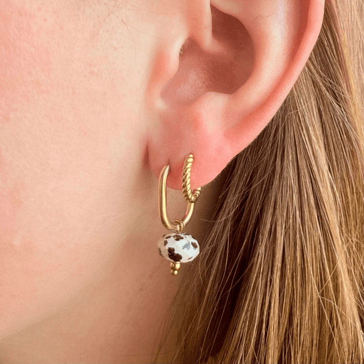 Oval Semi-Precious Stone Hoop Earrings