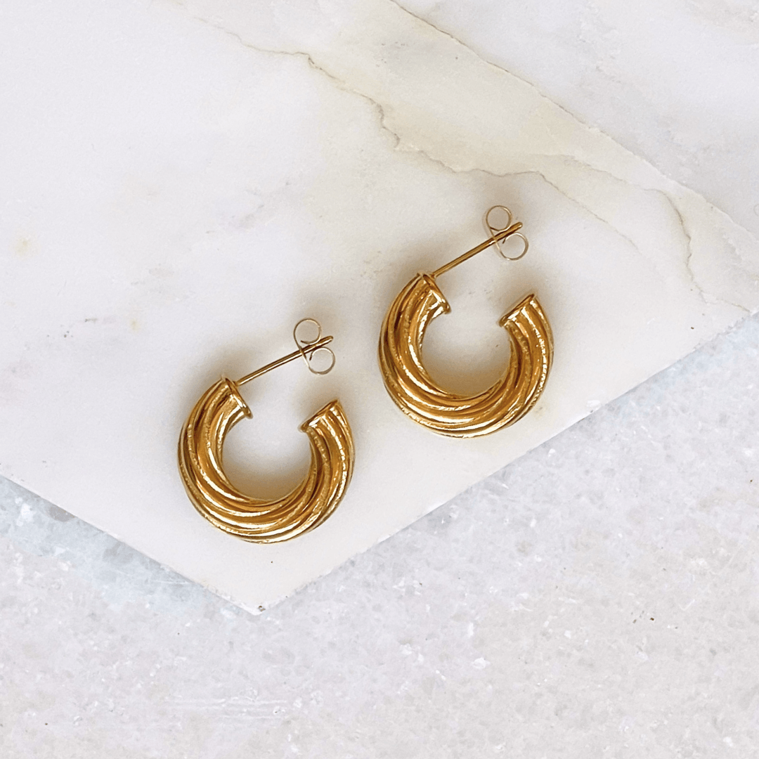 Rope Twist Gold Hoop Earrings