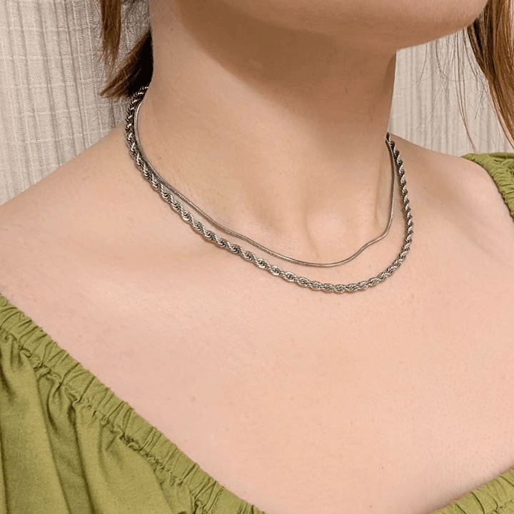 Silver Rope Chain Necklace